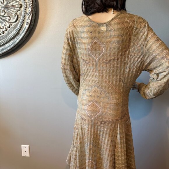 NWT ABGIN SHEER FIT AND FLARE BROWN PAISLEY MAXI - SIZE M - Picture 7 of 8